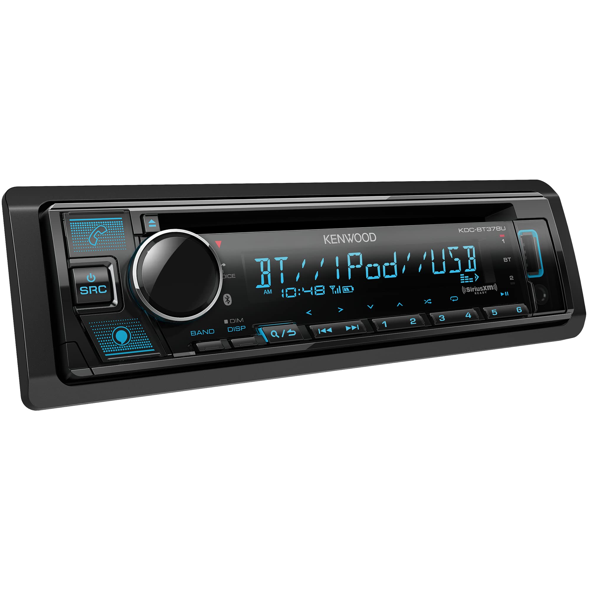 KENWOOD KDC-BT378U CD Car Stereo Receiver with Bluetooth, AM/FM Radio, Variable Color Display, Front High Power USB, Alexa Built in, and SiriusXM Ready