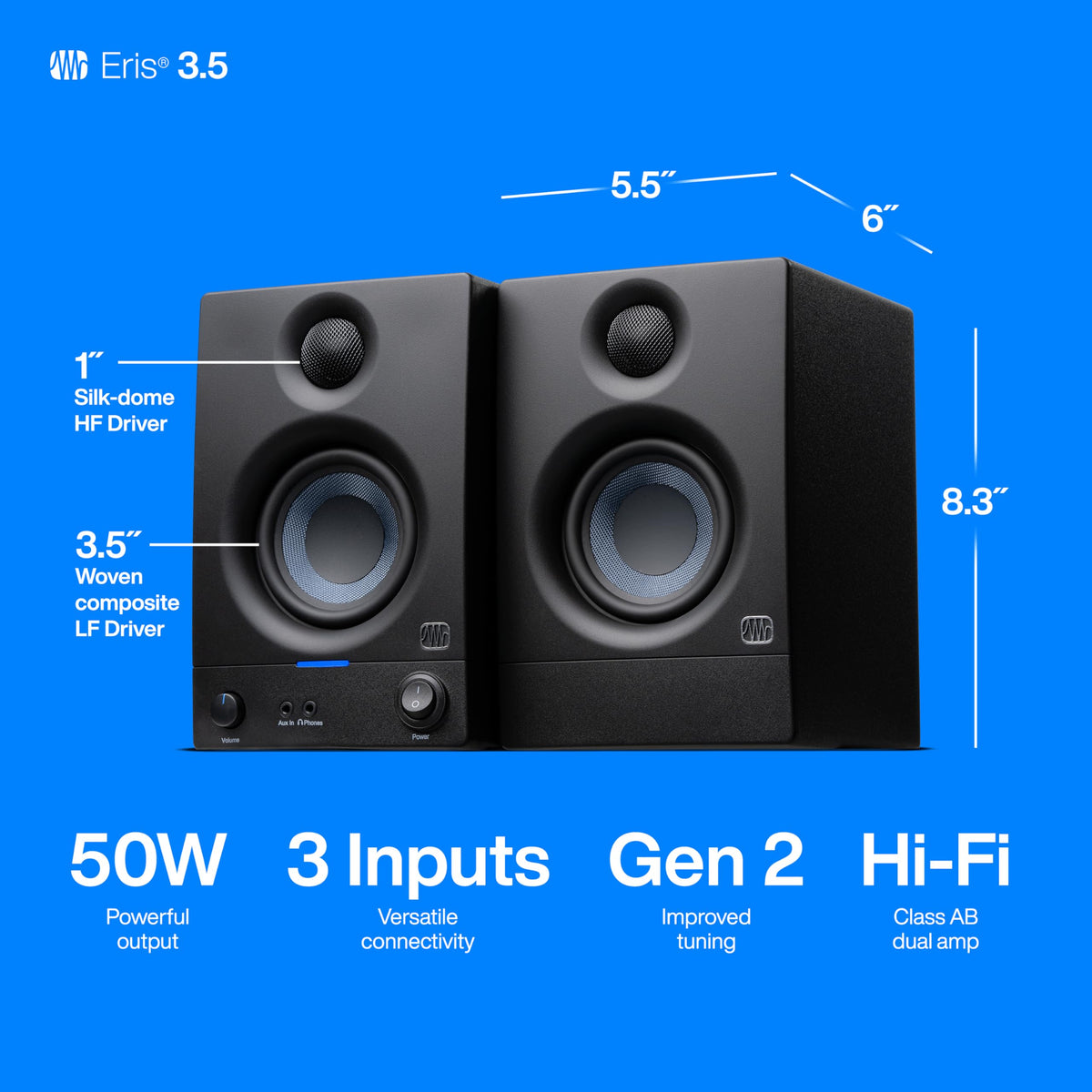 PreSonus ERIS-3-5 3.5" Powered Studio Monitors