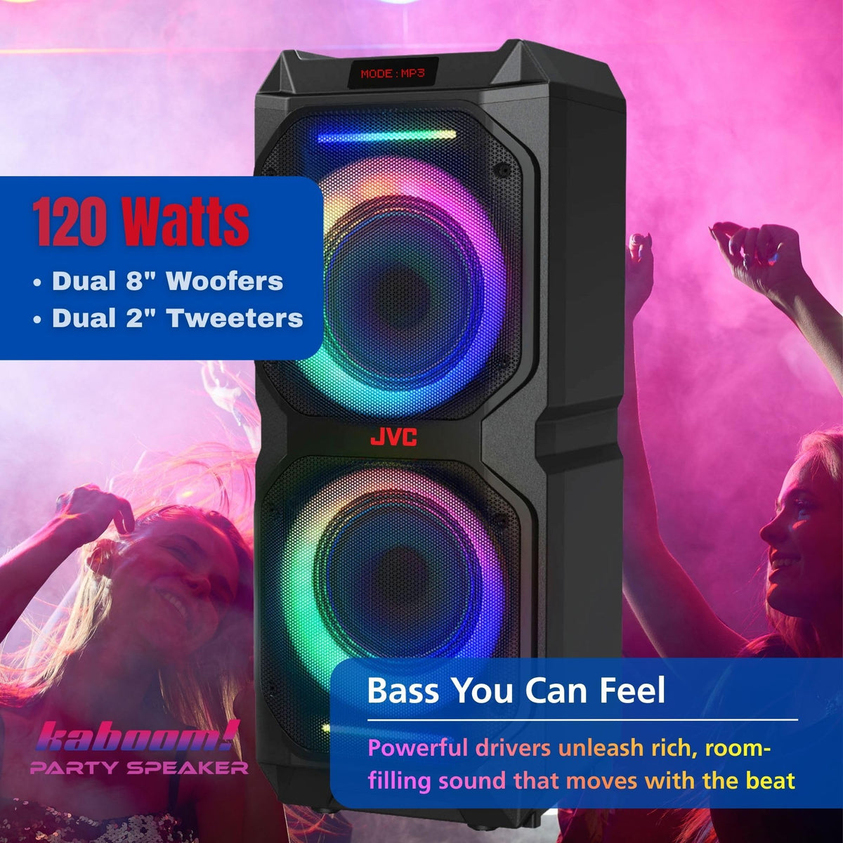 JVC SP-PA300BT-J Dual 8" Bluetooth Party Speaker