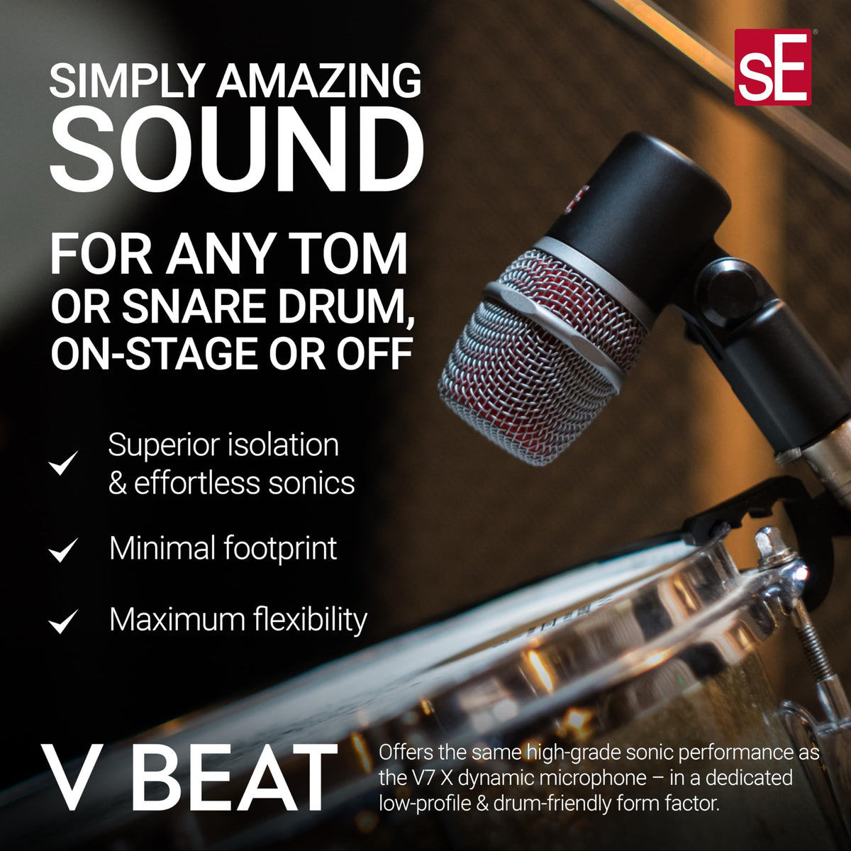 sE Electronics V BEAT BLACK Dynamic Drum Microphone