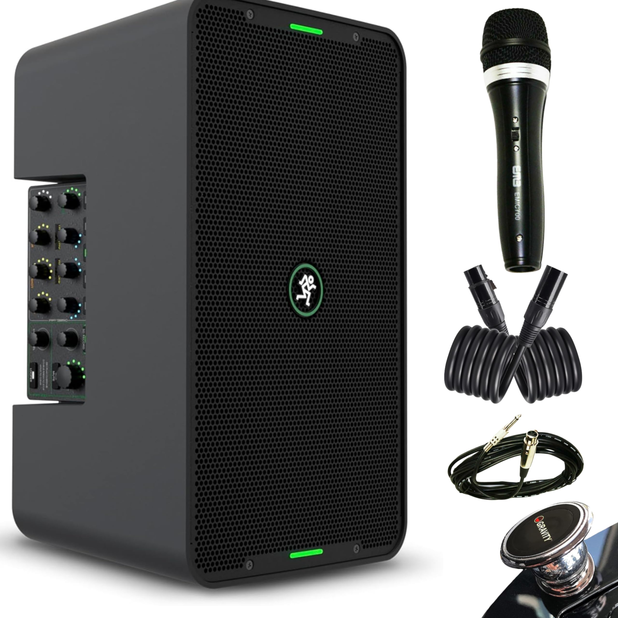 Mackie ShowBox All-in-One Battery Powered Performance Rig with Bluetooth Bundle with Pro 16AWG XLR Mic Cable & Professional Dynamic Microphone - Ultimate Live Sound