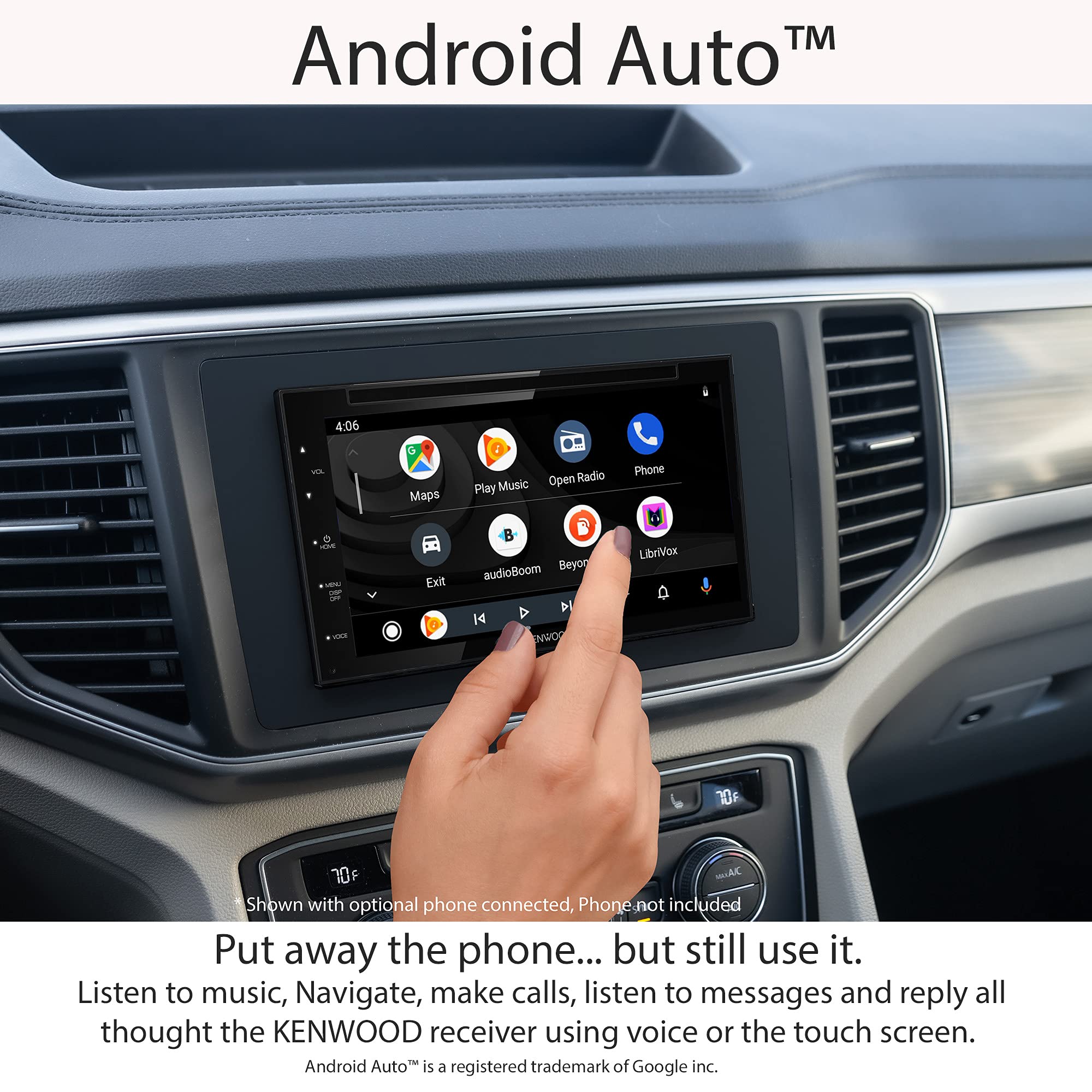 KENWOOD DDX5707S Double Din DVD Car Stereo with Apple Carplay and Android Auto, 6.8 Inch Touchscreen, Bluetooth, Backup Camera Input, Subwoofer Out