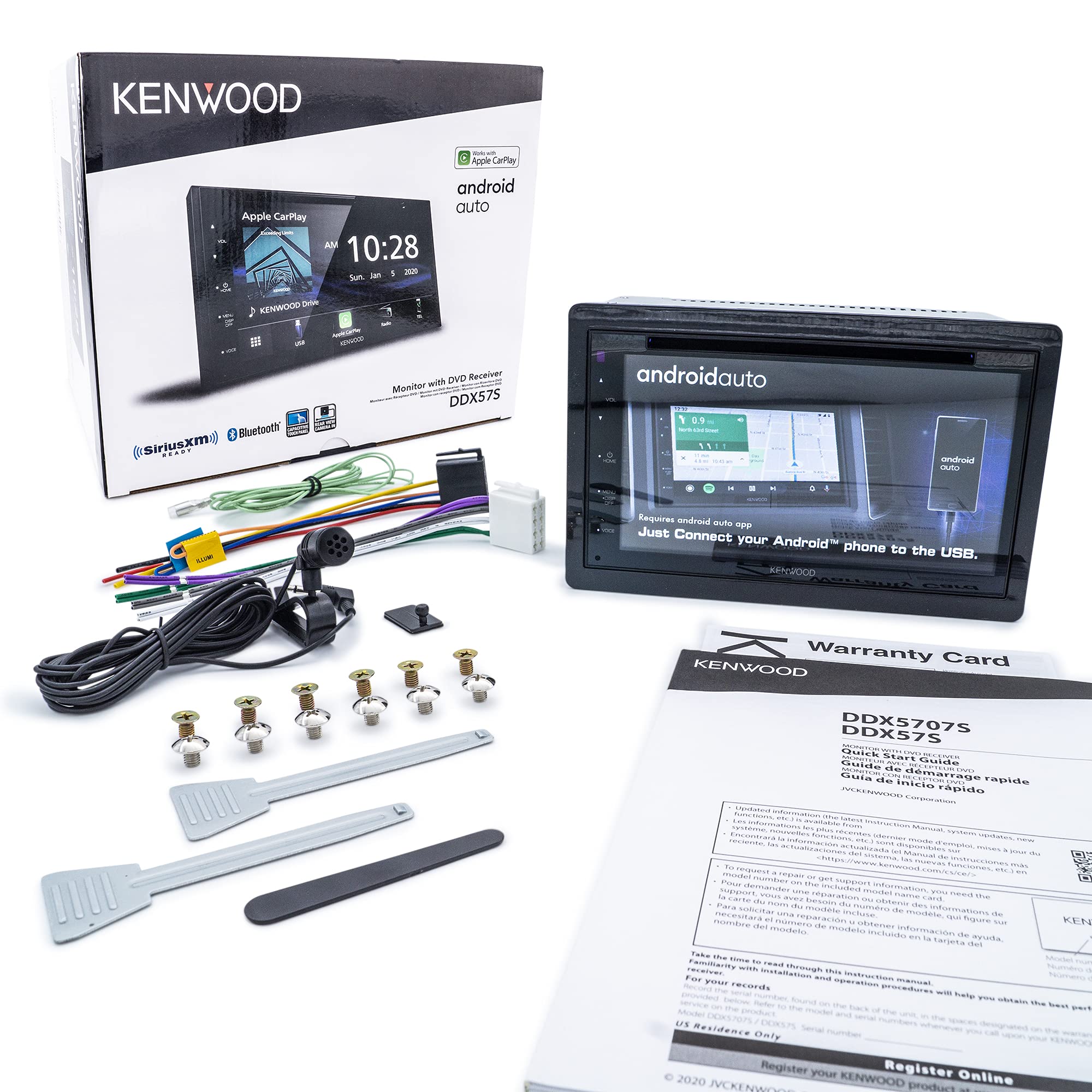 KENWOOD DDX5707S Double Din DVD Car Stereo with Apple Carplay and Android Auto, 6.8 Inch Touchscreen, Bluetooth, Backup Camera Input, Subwoofer Out
