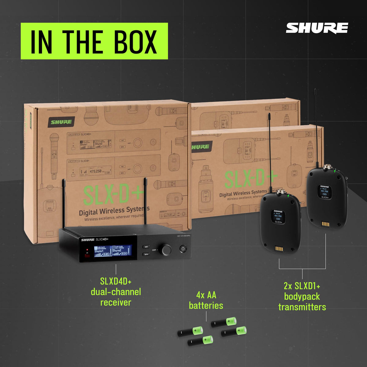 Shure SLXD14D+ Dual Wireless Bodypack System