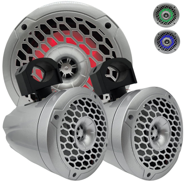Warzone WZ652MTG 6.5" Marine Box Speakers with RGB