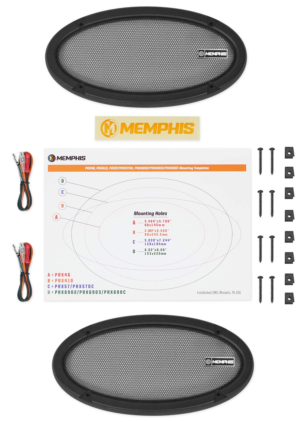 Memphis Bundle - 2 Items Pairs Audio PRX410 4x10 100 Watt 2-Way Car Speakers w/Pivot Tweeters