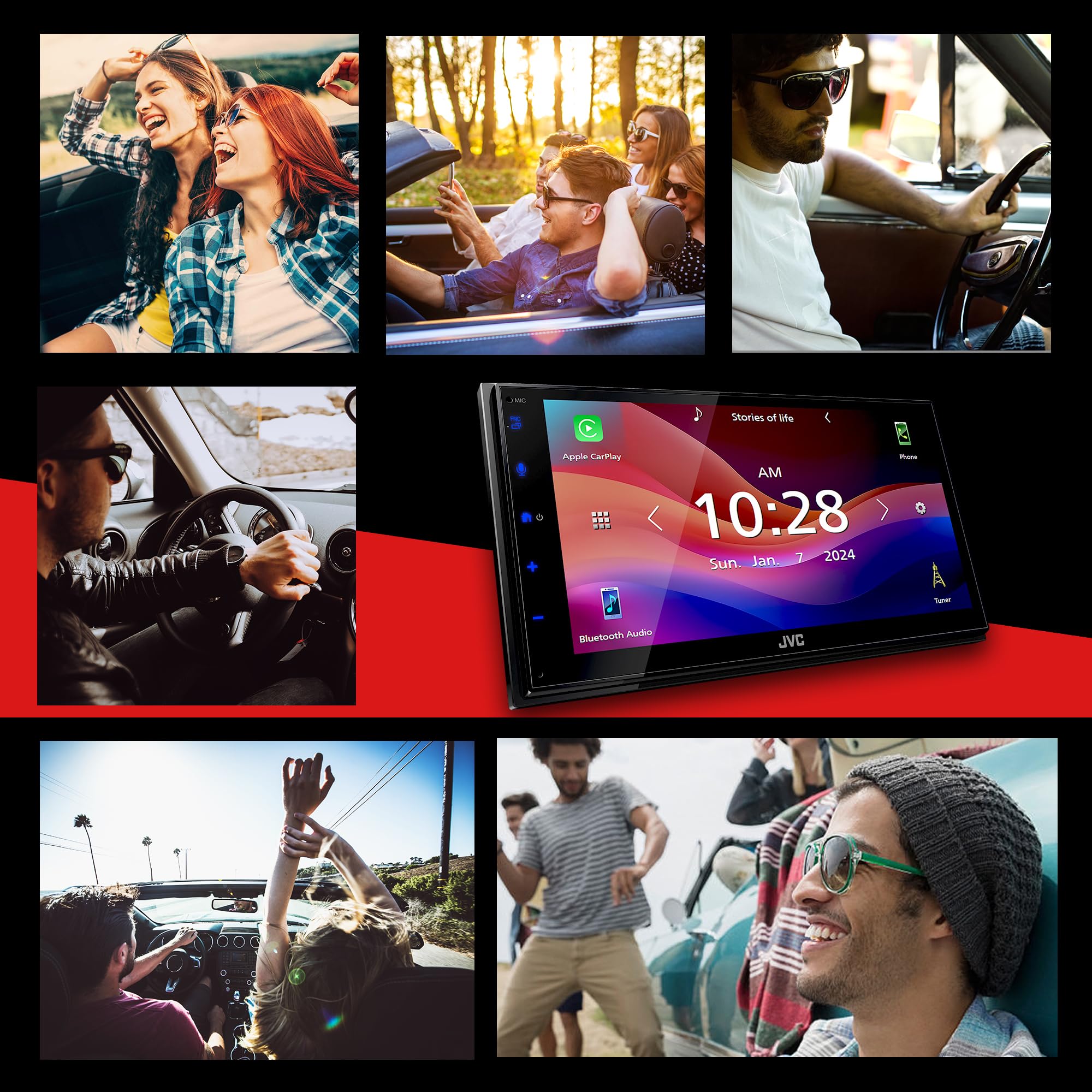 JVC KW-M595BT Digital Car Stereo (50W x 6-Ch), Apple CarPlay & Android Auto Compatible, Bluetooth-Enabled Head Unit with 6.8