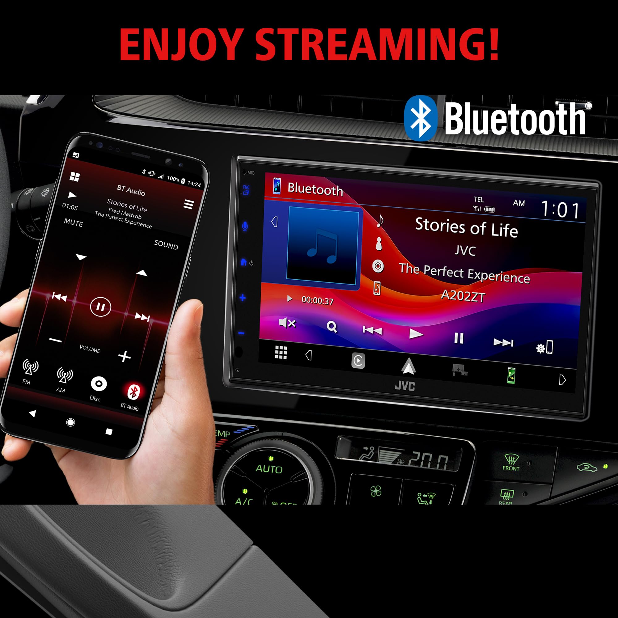 JVC KW-M595BT Digital Car Stereo (50W x 6-Ch), Apple CarPlay & Android Auto Compatible, Bluetooth-Enabled Head Unit with 6.8