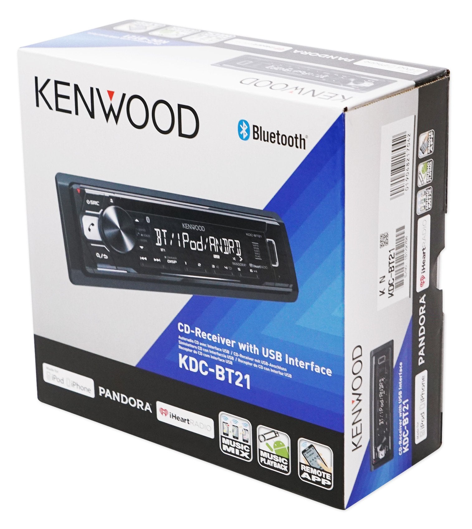 Kenwood KDC-BT21 in-Dash 1-DIN CD/MP3 Car Stereo Receiver with Bluetooth and Front USB Input