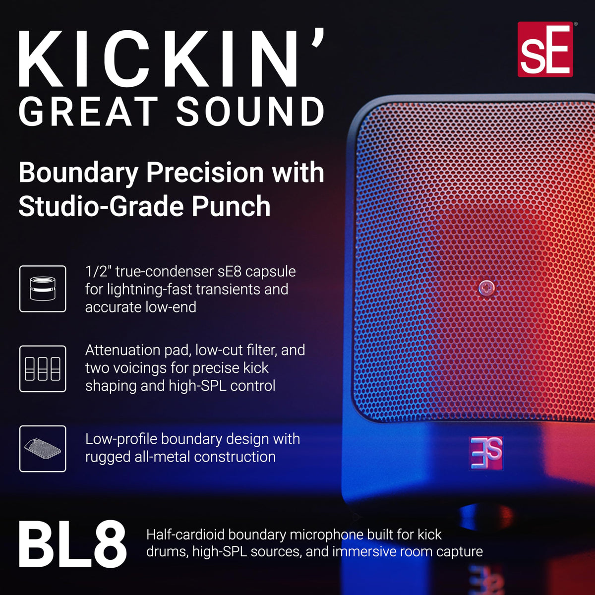 sE Electronics BL8 Half-Cardioid Boundary Microphone