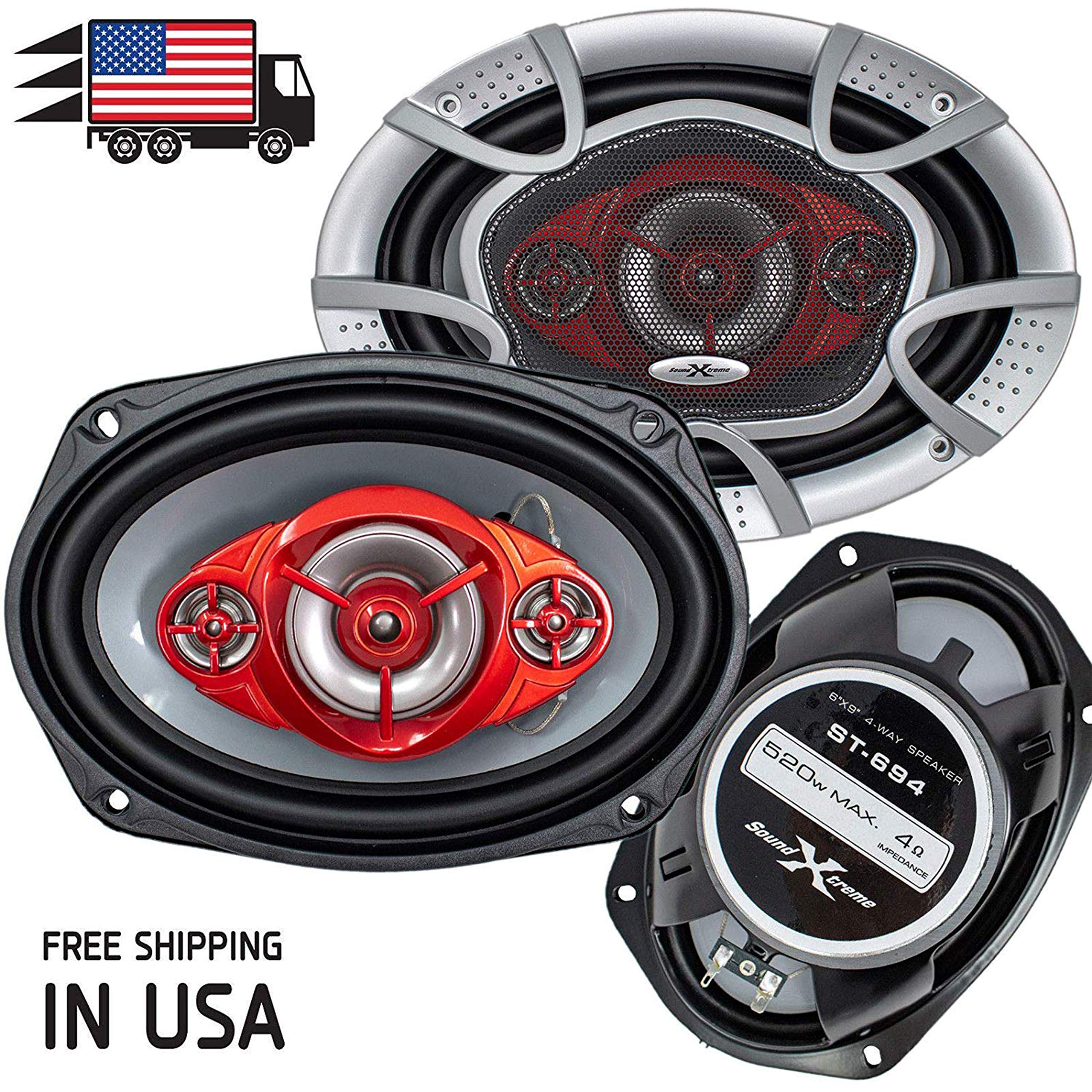 JVC KD-R370 Single Din in-Dash CD/Am/FM/Car Stereo W/Detachable Faceplate + 520 Watts 6x9 Inches (2 Speakers) + 350 Watts 6 Inches (2 Speakers)