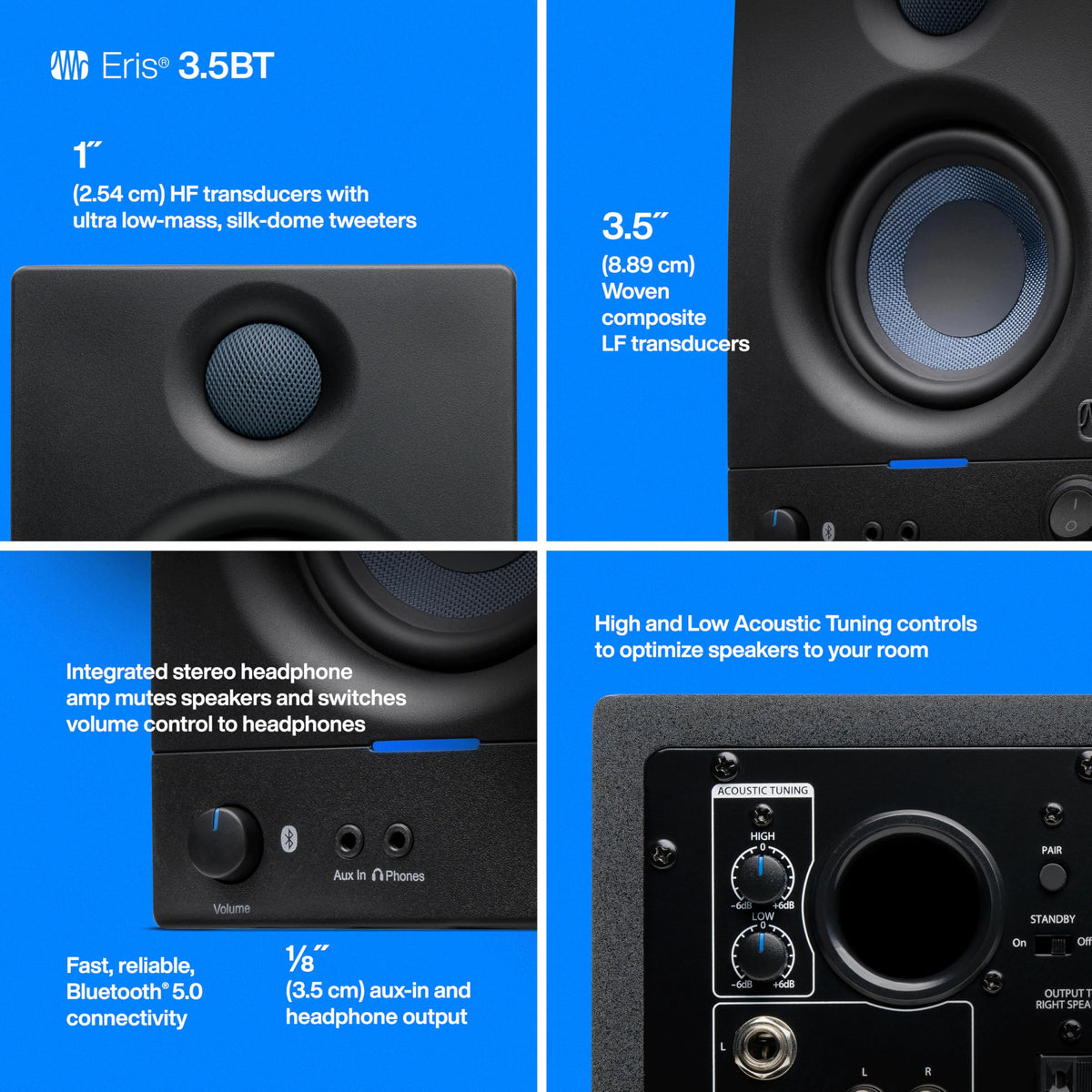 PreSonus ERIS-3-5BT 3.5" Bluetooth Studio Monitor Pair