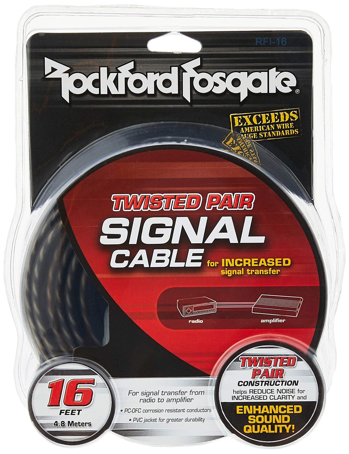 Rockford Fosgate RFIT-16 16-Foot Dual-Twist RCA Cable