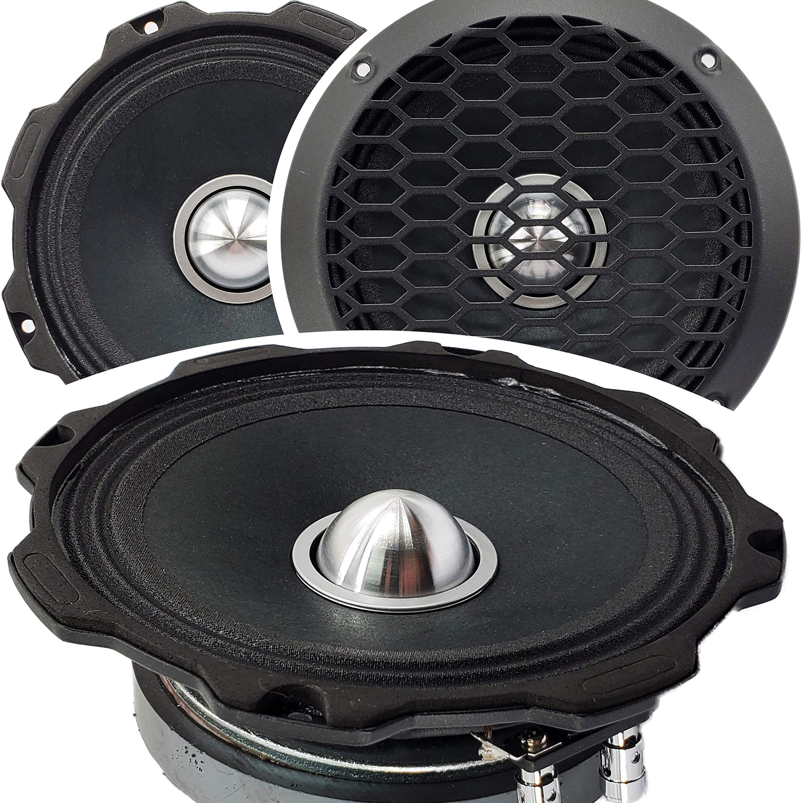 Gravity Pro Warzone Series 6.5” Inches 1000 Watts Peak Power Mid-Range Speaker for Car (2 Speakers) with Heavy Duty Titanium 1200 Watts Super Tweeter (2 Tweeters)