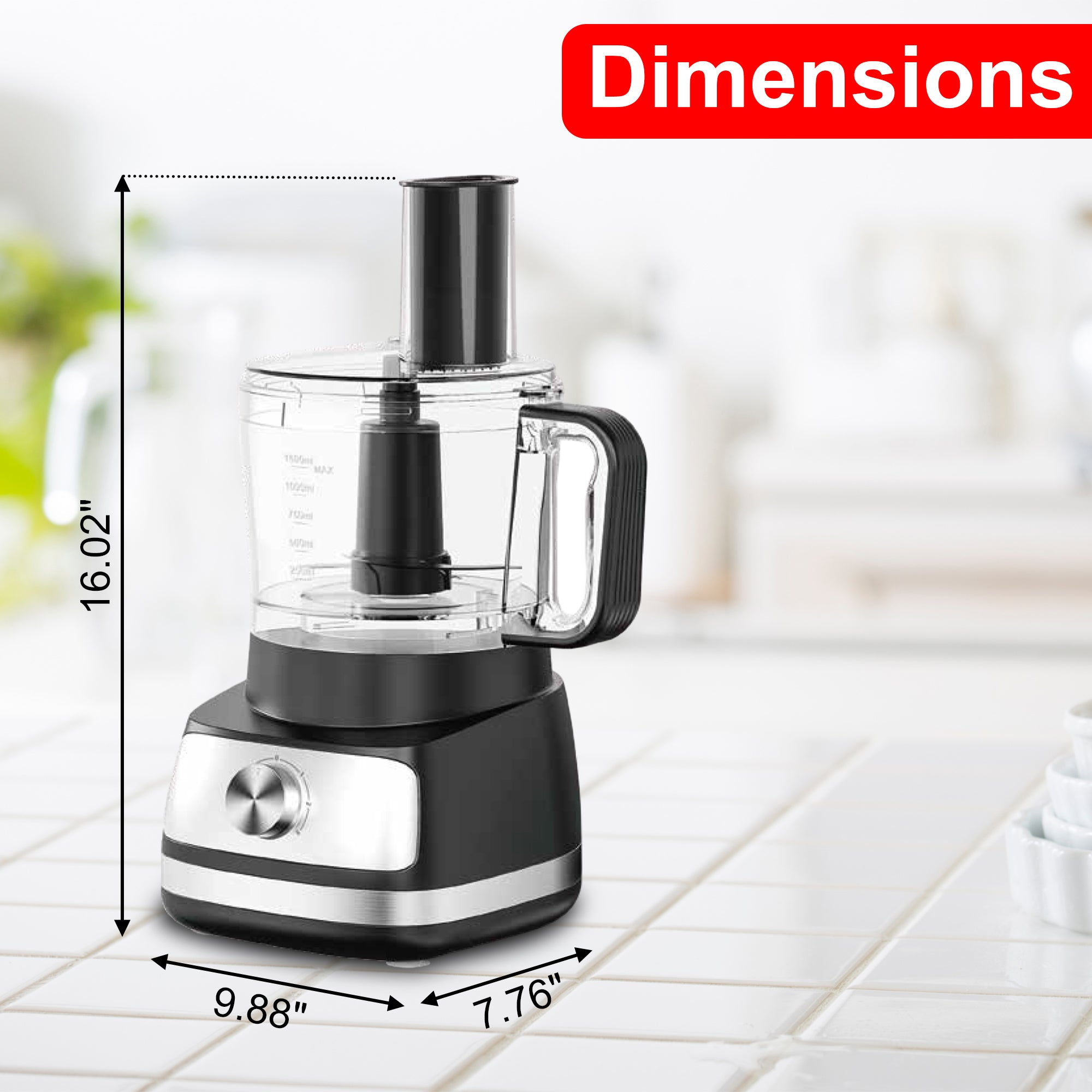 IronBlade Multi-Functional 5-in-1 Food Processor, 1.5L Bowl, 4-Speed Control, Slicing, Shredding, Chopping, and Kneading