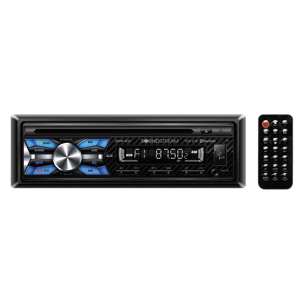 Soundstream VCD-21B Single DIN CD Player with 32GB USB Playback/Bluetooth