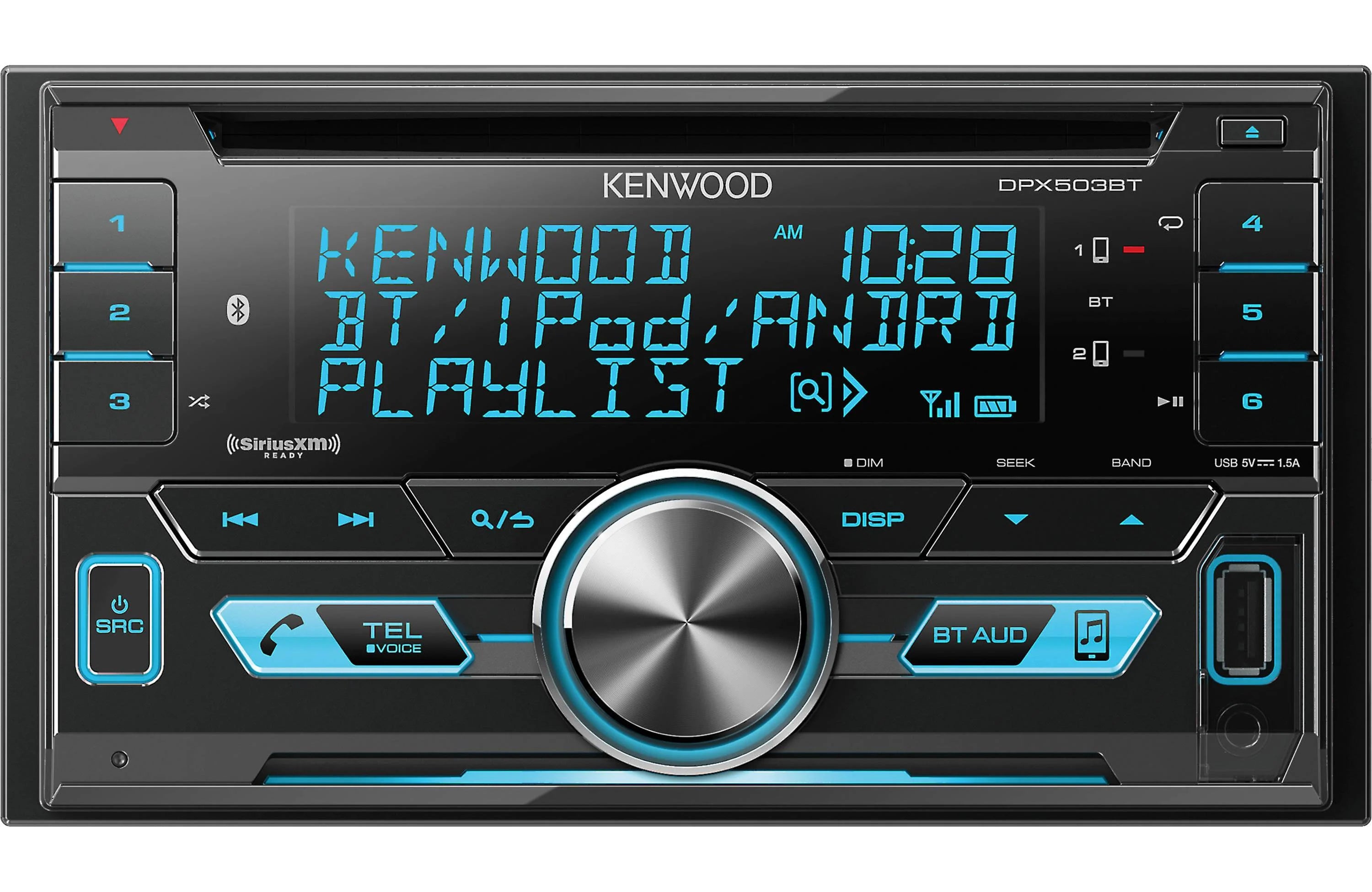Kenwood DPX503BT Double DIN Bluetooth CD AM/FM USB Car Audio Receiver