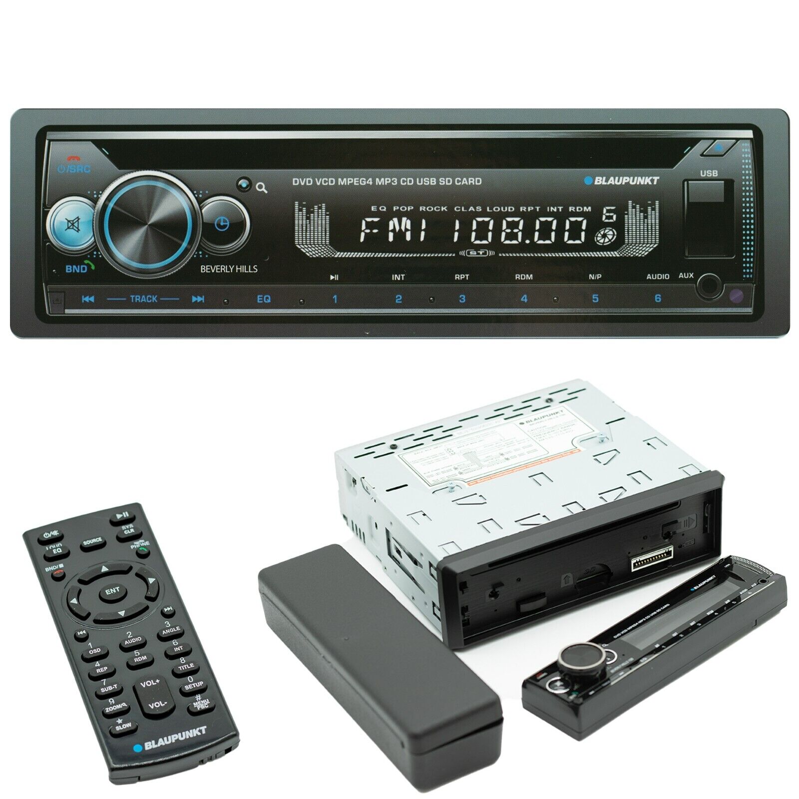 Blaupunkt BEVERLYHILLS150 - Single DIN DVD CD MP3 120W Car Stereo with Bluetooth