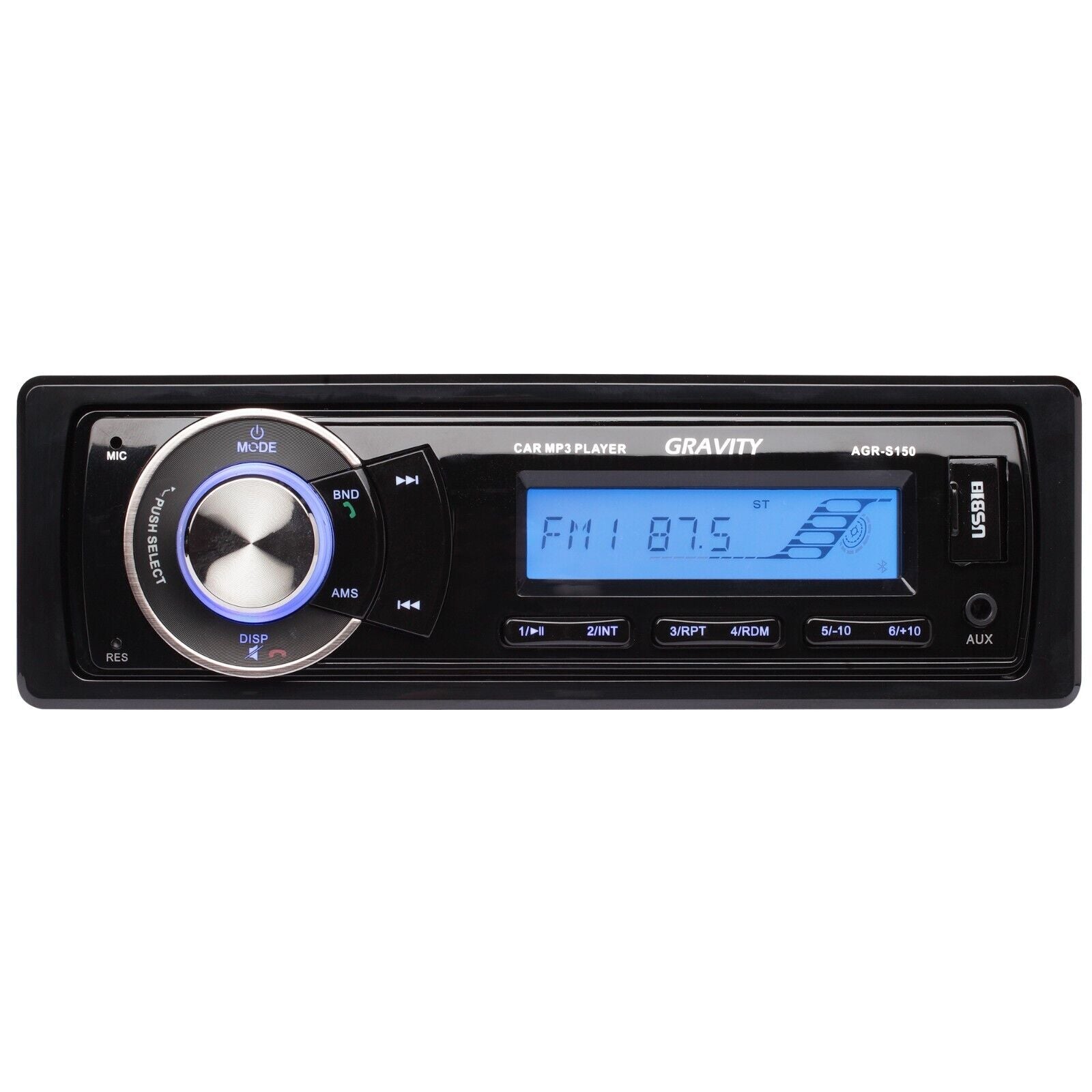 Gravity AGR-S150 - Single Din Car Radio AM Bluetooth CD DVD Player Stereo