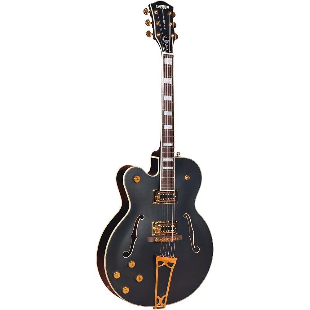 Gretsch G5191BKLH Tim Armstrong Signature Left-Handed Electromatic Hollow Body Gold Hardware Flat - Black