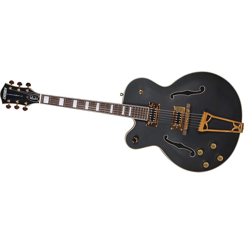 Gretsch G5191BKLH Tim Armstrong Signature Left-Handed Electromatic Hollow Body Gold Hardware Flat - Black