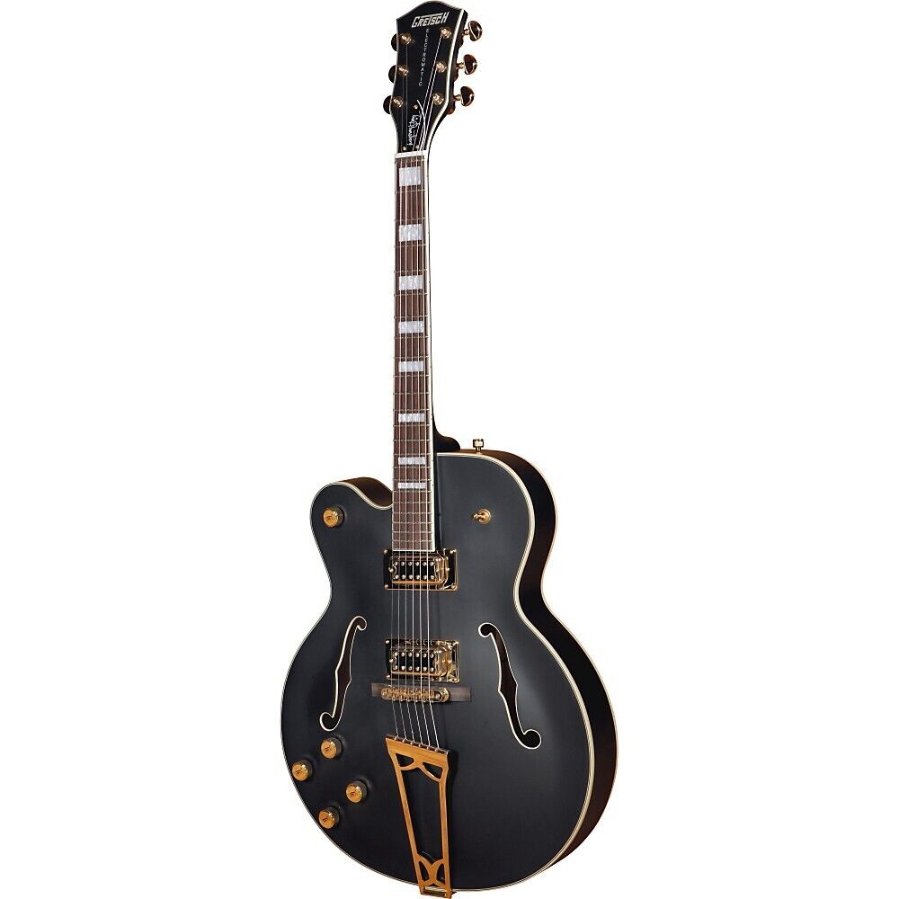 Gretsch G5191BKLH Tim Armstrong Signature Left-Handed Electromatic Hollow Body Gold Hardware Flat - Black