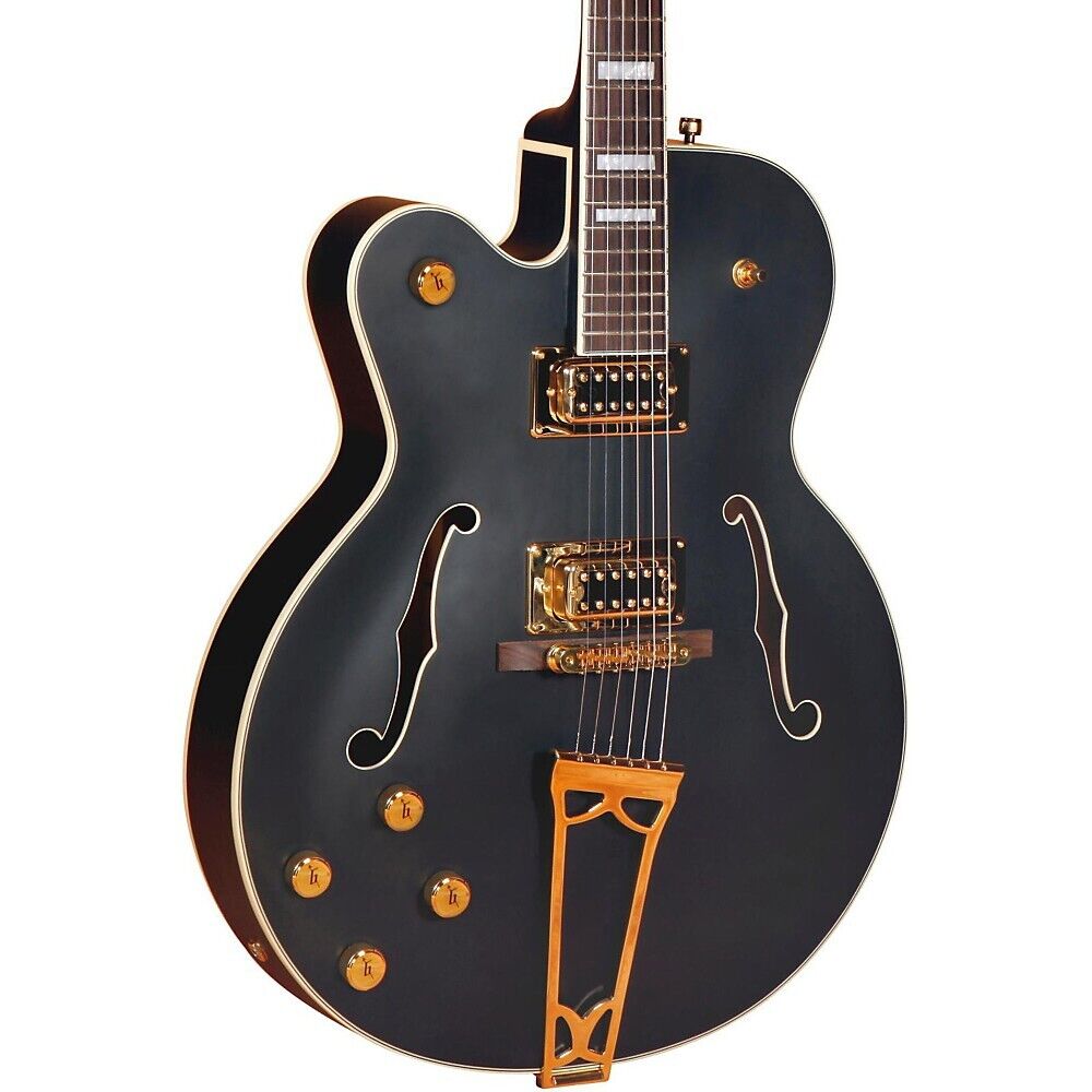 Gretsch G5191BKLH Tim Armstrong Signature Left-Handed Electromatic Hollow Body Gold Hardware Flat - Black