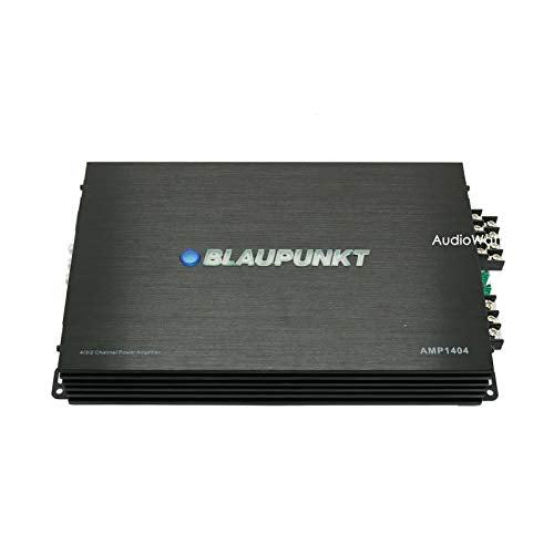 BLAUPUNKT AMP1404 1500 Watts Maximum Output Power 4-Channel Full Range Car Audio Amplifier + AUDIOBANK 6.5 Coaxial Car Audio Speakers 400 Watts Peak Power - (4 Speakers)