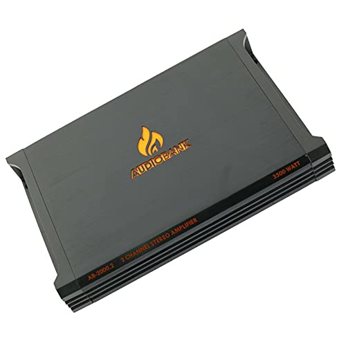 Audiobank AB2000.2 2 Channel 3500 Watt 2 Ohm A/B Class Car Audio Stereo BASS Amplifier with Bass Control, Bridgeable, LED Indicator with 4 Gauge Installation Kit Blue Bundle