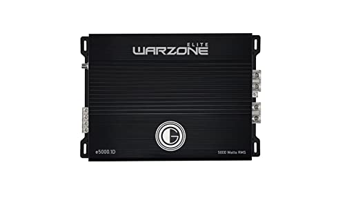 Gravity Audio E5000.1D Warzone 5000W True RMS Car Amplifier Class D Amp 1/2/4 Ohm Stable with Remote Sub Control