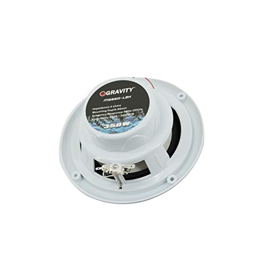 Gravity 4X MG660-LBH 6.5-inch 2-Way Marine Speakers CEA Rated 4 ohms Impedance Frequency Response 80-20 kHz Water Resistant -White Total 700 Watts Peak Power