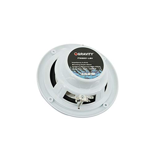 Gravity 4X MG660-LBH 6.5-inch 2-Way Marine Speakers CEA Rated 4 ohms Impedance Frequency Response 80-20 kHz Water Resistant -White Total 700 Watts Peak Power