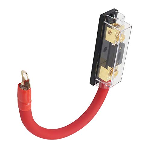 Audiotek Inline 200A ANL Fuse Holder with 1ft 0 Gauge Power Wire and O-Ring Gold Terminal to Protect Car Audio Amplifier from The Current (200A), Great for Car, Boat, RV, and Motorcycle