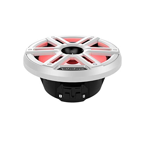 Rockford Fosgate M2-8H Color Optix 8” 2-Way Coaxial Multicolor LED Lighted Marine Speakers with Horn Tweeters - White/Stainless (Pair)