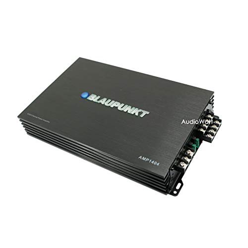BLAUPUNKT AMP1404 1500 Watts Maximum Output Power 4-Channel Full Range Car Audio Amplifier + AUDIOBANK 6.5 Coaxial Car Audio Speakers 400 Watts Peak Power - (4 Speakers)