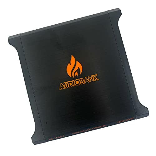 Audiobank AB1500.1 Monoblock 2500 Watt 2 Ohm A/B Class Car Audio Stereo BASS Amplifier with Bass Control, Bridgeable, LED Indicator with Gravity Phone Holder Bundle