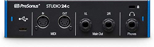 PreSonus Studio 24c USB-C Audio Interface with 2 XMAX-L Preamps, Headphone Output, and MIDI I/O with Pair of EMB XLR Cable and Extra Bundle