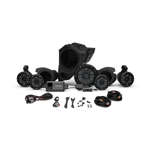 Rockford Fosgate RZR14RC-STG4 Audio Kit: Ride Command 2-Way Interface, 800-Watt Amp, M1 Color Optix Multicolor LED Lighted Front, Rear Speakers & Subwoofer for Select RZR Models (2014-2021)