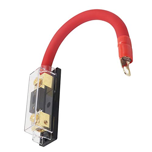Audiotek Inline 200A ANL Fuse Holder with 1ft 0 Gauge Power Wire and O-Ring Gold Terminal to Protect Car Audio Amplifier from The Current (200A), Great for Car, Boat, RV, and Motorcycle