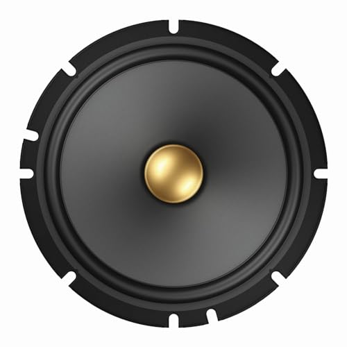PIONEER TS-A1601C, 2-Way Component Car Audio Speakers, Full Range, Clear Sound Quality, Easy Installation and Enhanced Bass Response, Black and Gold Colored 6.5” Round Speakers