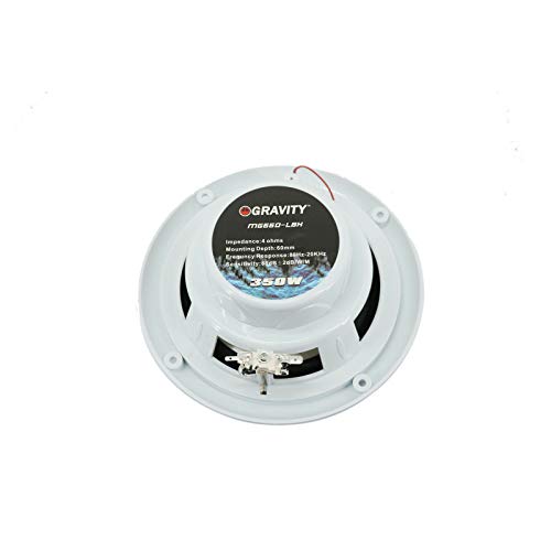 Gravity 4X MG660-LBH 6.5-inch 2-Way Marine Speakers CEA Rated 4 ohms Impedance Frequency Response 80-20 kHz Water Resistant -White Total 700 Watts Peak Power