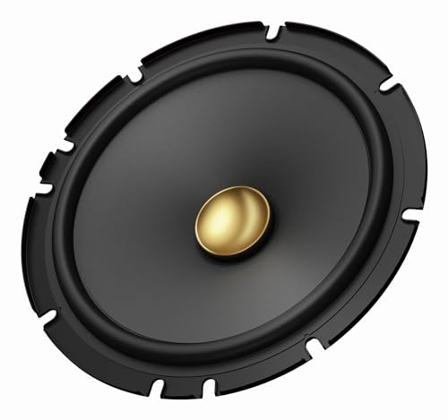 PIONEER TS-A1601C, 2-Way Component Car Audio Speakers, Full Range, Clear Sound Quality, Easy Installation and Enhanced Bass Response, Black and Gold Colored 6.5” Round Speakers