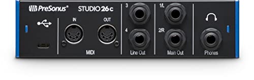 PreSonus Studio 26c 2x4, 192 kHz, USB Audio Interface with Studio One Artist and Ableton Live Lite DAW Recording Software