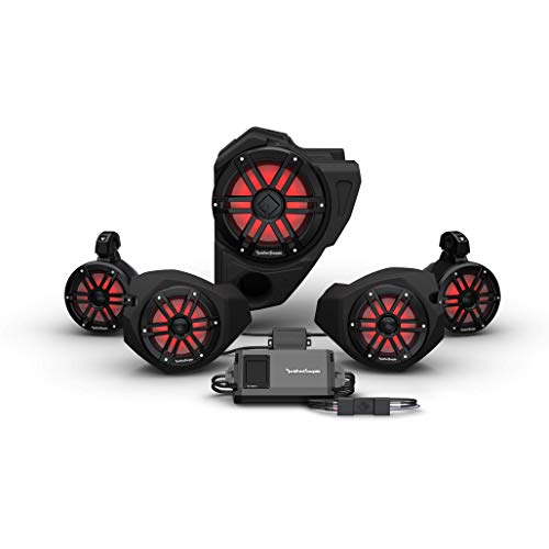 Rockford Fosgate RZR14RC-STG4 Audio Kit: Ride Command 2-Way Interface, 800-Watt Amp, M1 Color Optix Multicolor LED Lighted Front, Rear Speakers & Subwoofer for Select RZR Models (2014-2021)
