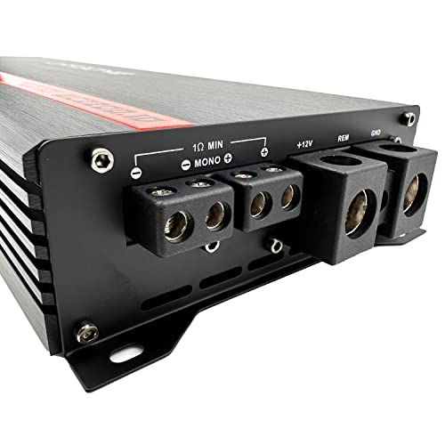 Gravity Audio WC2200.1D Warzone 2200W True RMS Car Amplifier Class D Amp 1/2/4 Ohm Stable with Remote Sub Control