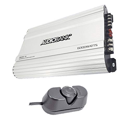 Audiobank P6001 Monoblock 6000 WATTS Amp Class D 1OHM Car Audio Stereo Amplifier with Remote Turn On/Off Circuit/Heavy-Duty Aluminium Alloy Heatsink Power and Protection Indicator