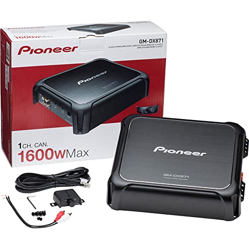 Pioneer GM-DX871 - Powerhouse Amplifier with 1,600 Watts, Class-D Technology, 1-Channel, Variable Low-Pass Filter, Compact Design, and Remote Bass Boost Control