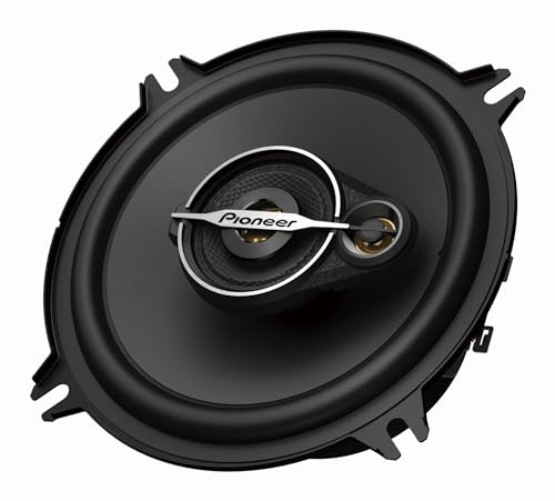 PIONEER A-Series TS-A1371F, 3-Way Coaxial Car Audio Speakers, Full Range, Clear Sound Quality, Easy Installation and Enhanced Bass Response, Black and Gold Colored 5.25” Round Speakers