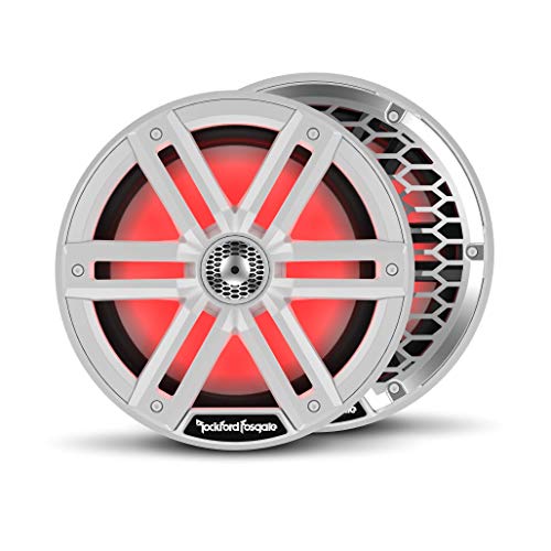 Rockford Fosgate M2-8 Color Optix 8” 2-Way Coaxial Multicolor LED Lighted Marine Speakers - White/Stainless (Pair)