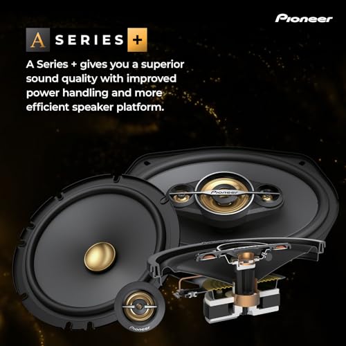 PIONEER TS-A1301C, 2-Way Component Car Audio Speakers, Full Range, Clear Sound Quality, Easy Installation and Enhanced Bass Response, Black and Gold Colored 5.25” Round Speakers